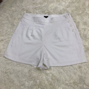 Ann Taylor Women's Pleated Textured High-rise Shorts White Size 10